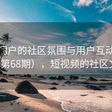视频门户的社区氛围与用户互动研究（第68期），短视频的社区文化