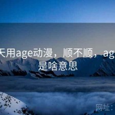 这几天用age动漫，顺不顺，age动漫是啥意思